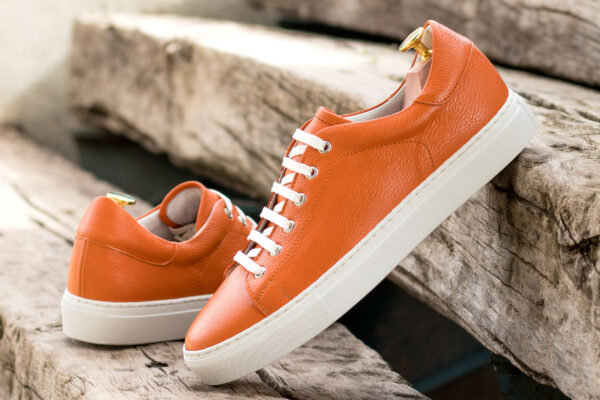 Trainer - Orange Pebble Grain Leather